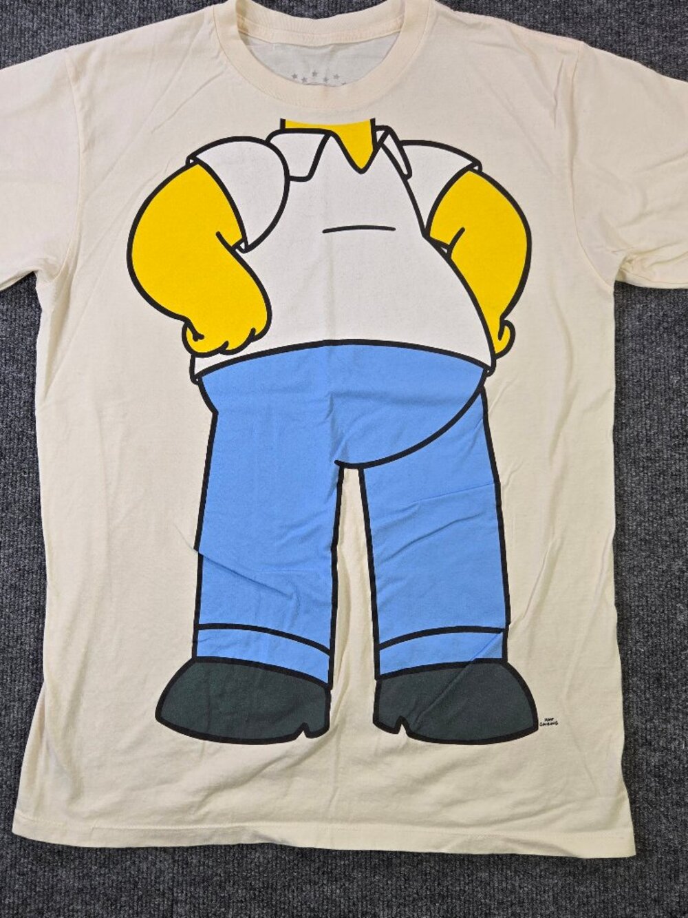 Homer Simpson Body T-Shirt Mens M Creme Universal Studios Crew Neck Tee 90s